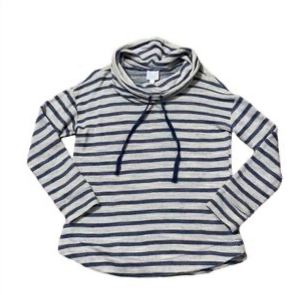 Sunday Navy & Gray Striped Cowl Neck Sweater – Size Small